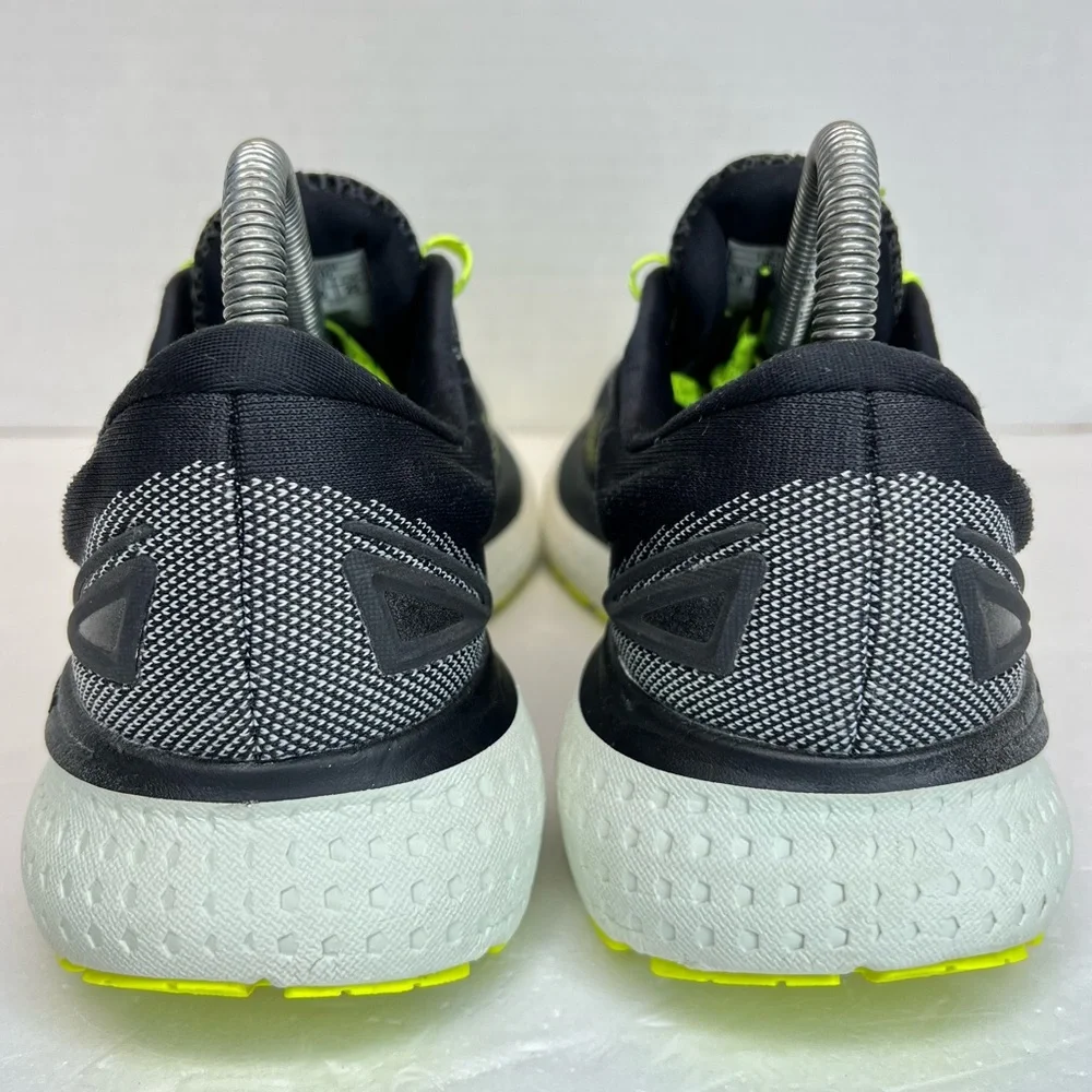 Brooks Black Neon Yellow Athletic Running Shoes with Teal Logo